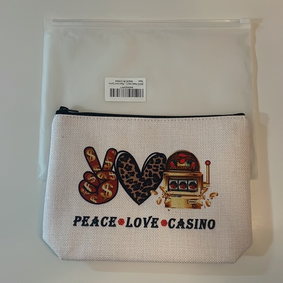 2/$12 Peace Love Casino Makeup Bag - Picture 3 of 11